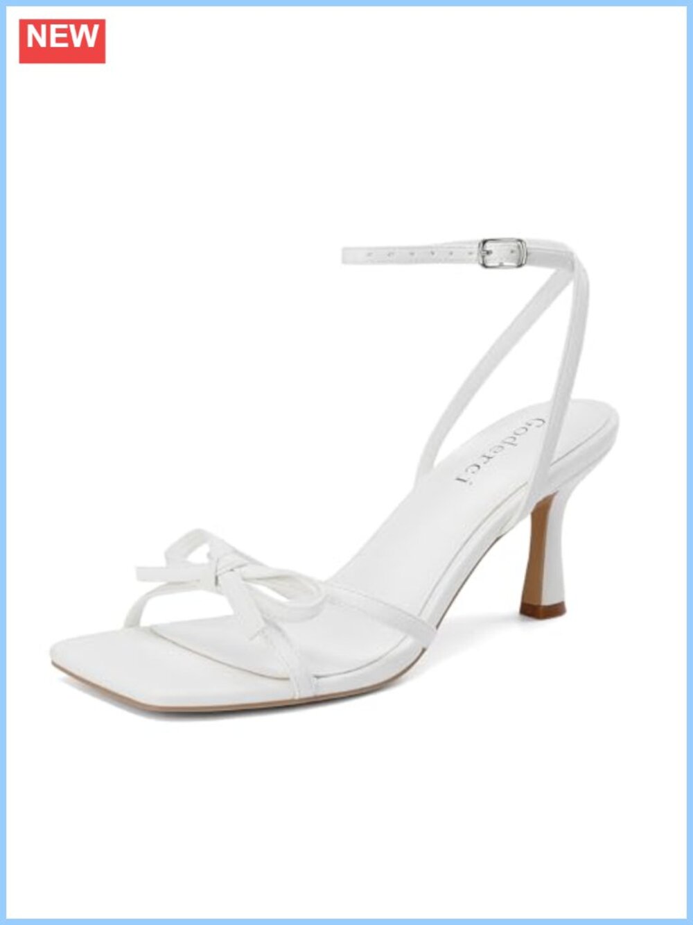 Bow Kitten Heels Strappy Square Toe Pumps Dressy Sandals